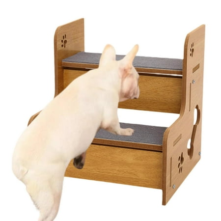 balikha Pet Stairs Non Slip with Washable Carpet for Kitty and Puppy Stable Cat Ladder Wooden Step Stool for Sofa Couch Bed Window