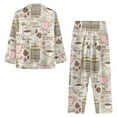 thumbnail image 4 of Kuiaobaty Coffee Print Women Pajama Sets Long Sleeve Button Up Sleepwear Nightwear Soft Pjs Lounge Sets with Tops and Pants Holiday Nightgown Party Clothes, 3XL, 4 of 7