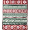 thumbnail image 2 of Greenland Home Fashions Fair Isle Holiday Red Velvet Reversible Throw Quilt, 50" x 60", 2 of 5