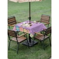 thumbnail image 3 of Purple Easter Outdoor Tablecloth - 54x54 Inch Square Dining Table Cover, Spring Cartoon Bunny Colorful Eggs Wood Grain Waterproof Outdoor Table Cloth with Umbrella Hole & Zipper for Picnic/Patio, 3 of 7