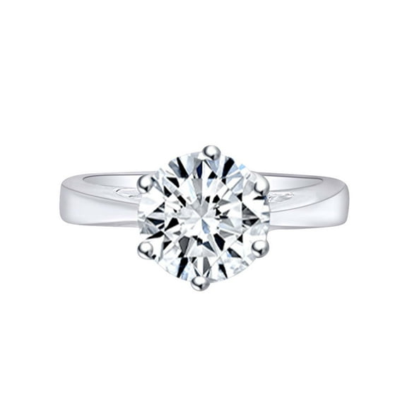 AFFY 1.75 Diameter 8MM G-H-I Color Moissanite Engagement Ring Solitare 14K White Gold Over Sterling Silver Ring Size-3.5