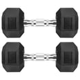 thumbnail image 1 of Mancuernas de hierro fundido con revestimiento de goma, hexagonales, negras, 20 kg (par), 1 of 8