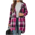 thumbnail image 6 of Xuniizn Plaid Flannel Jacket Women, Oversized Long Sleeve Zip Up Hooded Long Jackets with Pockets, Thick Insulated Soft Trendy Classic Fall Winter Shacket Coats, 6 of 6