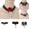 thumbnail image 4 of Halloween Skeleton Hand Spider Necklaces, Black Velvet Choker Classic Gothic Lace Choker Necklace for Women Party Consume, 4 of 4
