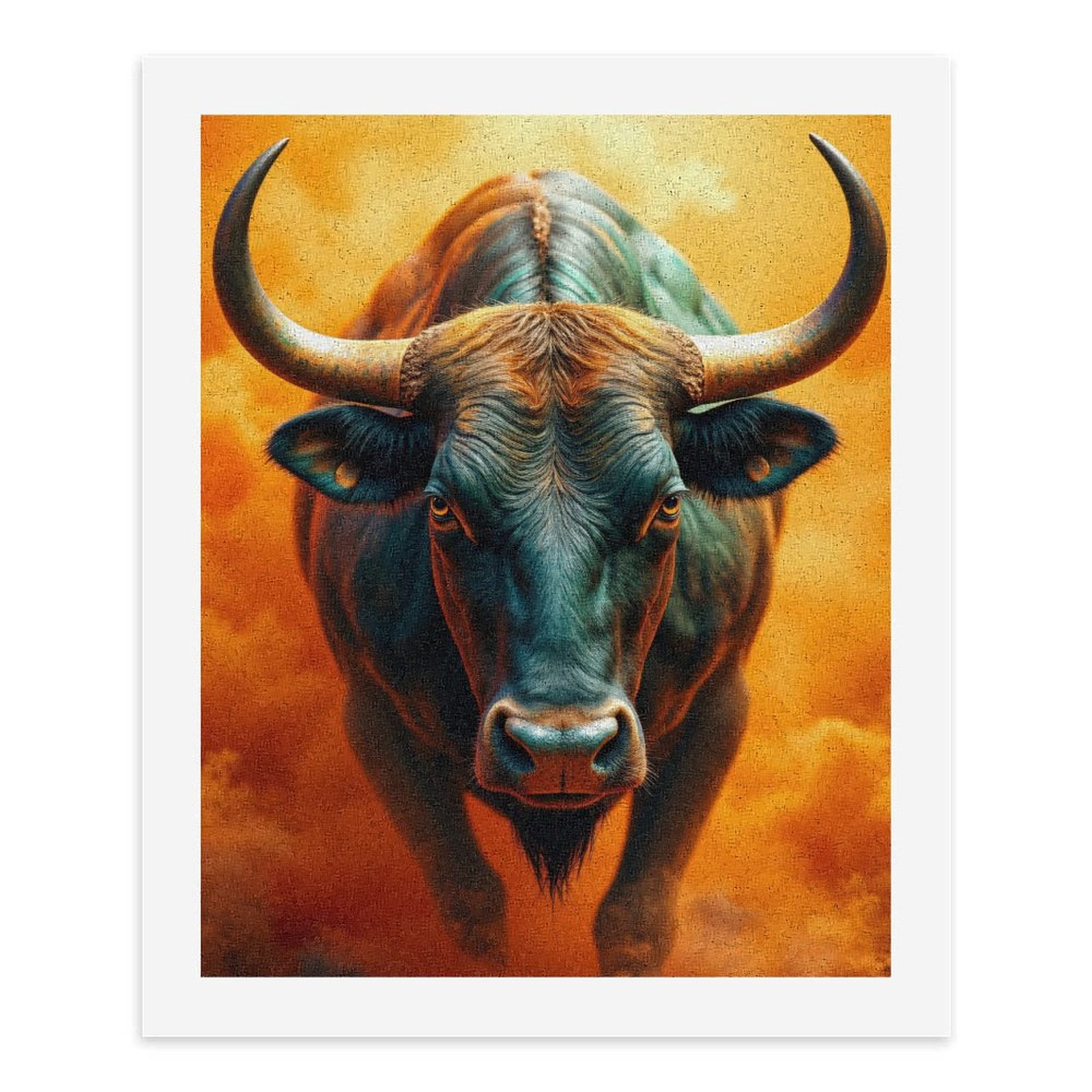 Paint by Numbers Kit for Adults, Bull In Fiery Cloudscape Paint by Numbers, Easy Paint by Numbers Kit for Adults Beginner, DIY Adult Paint by Number Kits on Canvas, Home Decor