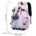 thumbnail image 2 of Teens Backpack Pom Pom Lace up USB Splash-proof College Backpack Travel Backpack, 2 of 10