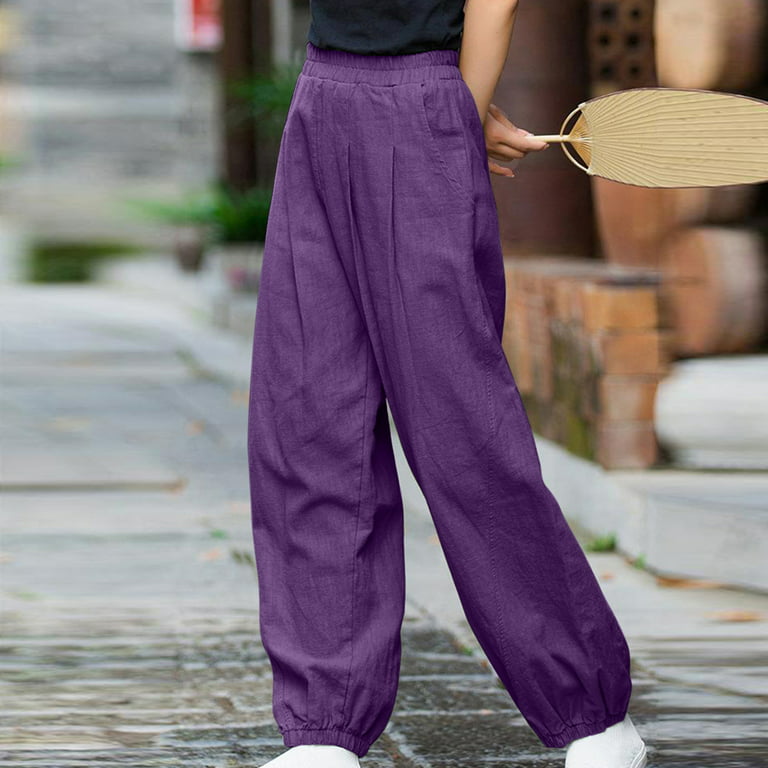 HUPOM Womens Dress Pants Stretchy Pants For Women Legging Low Waist Rise  Full Slim Bootcut Purple 2XL 
