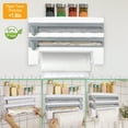 thumbnail image 3 of Xilee Kitchen Roll Dispenser Rack 3 in 1 Wrap Organizer with Cutter Includes 2 Rolls of Plastic Wrap and Aluminum Foil Dispenser,Wall Mount Kitchen Wrap Dispenser - Fits 12" Roll, White, 3 of 7