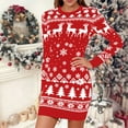 thumbnail image 2 of Fiaer Christmas Sweater Dress for Women Plus Size Trendy Xmas Knitted Slim Fit Cute Funny Graphic Long Sleeve Xmas Tops Red XL, 2 of 4