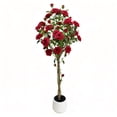thumbnail image 2 of Arbre de Roses Rouges Artificielles de 1,5 m – Fleurs en Soie Réalistes, Feuillage Vert Réaliste, Tronc en Plastique Robuste – Plante Artificielle Sans Entretien pour la Maison, le Bureau, l'Entrée Ou l'Extérieur Couvert, 2 of 8