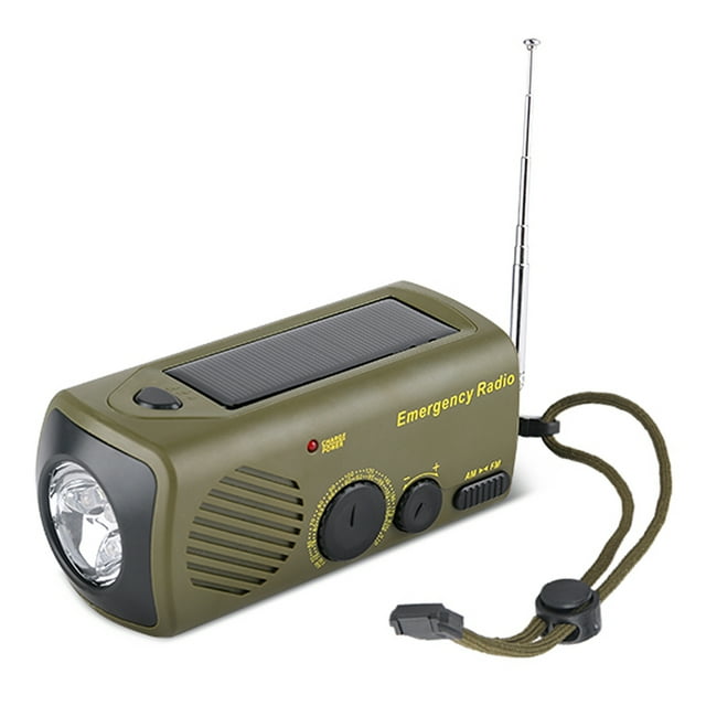 Manivelle Portable d'Extérieur à Énergie Solaire, Rechargeable par USB, avec Lampe de Poche SOS, Téléphone Cellulaire AMFM