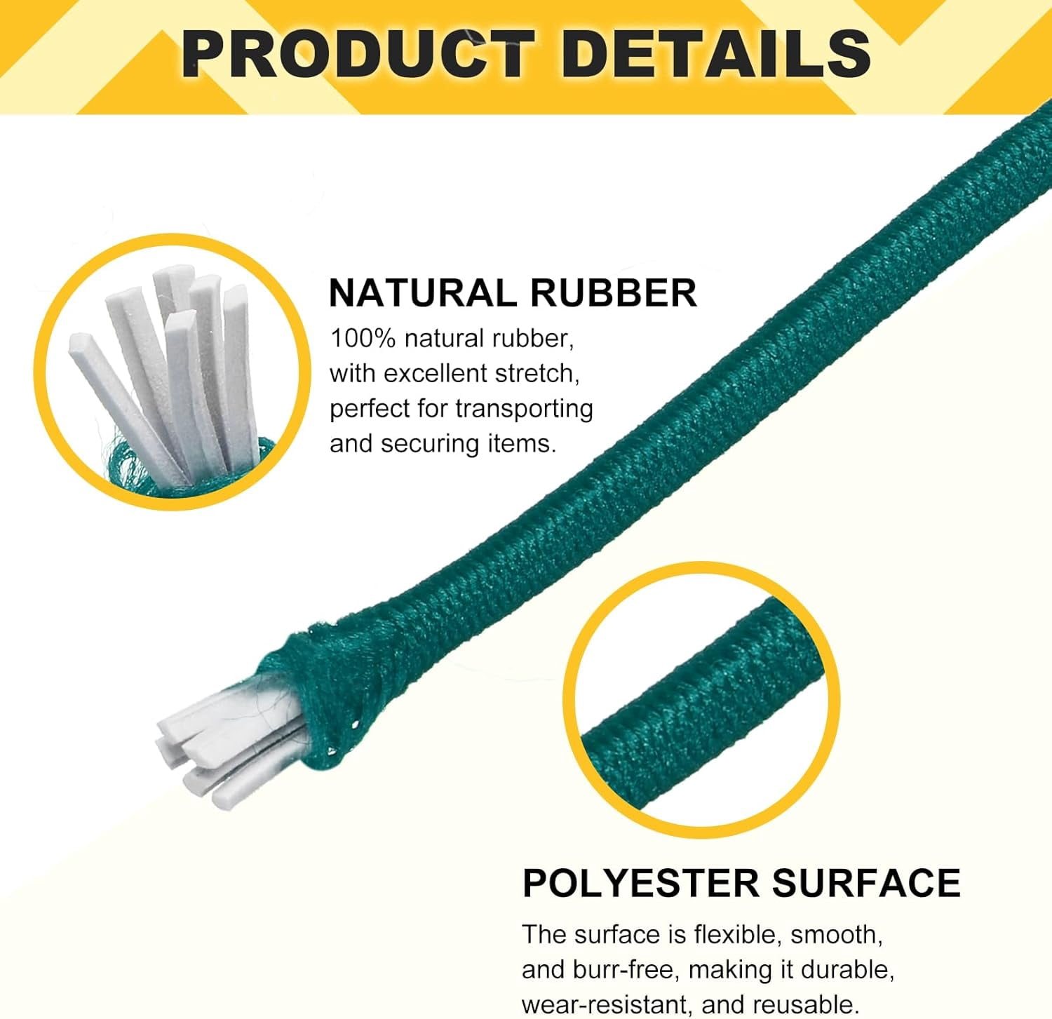 MKEUDQ-Elastic Bungee Cord, 1/8" x 32' Heavy Duty Polyester Bungee Shock Cords Kayak Stretch String Rope for Kayak Strap Tarp Tie Boating Tent Camping DIY Craft, Lake Blue