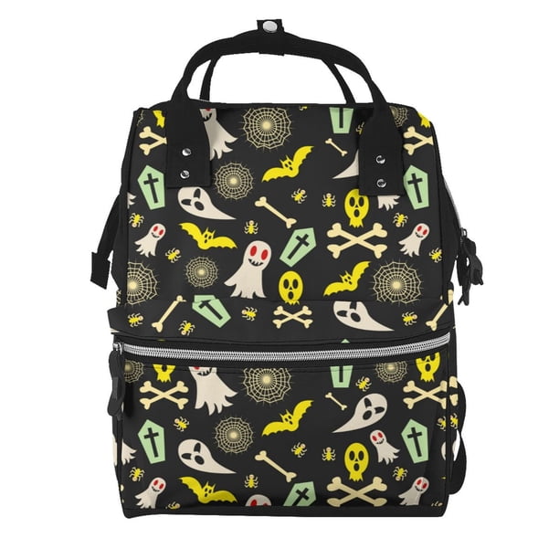 Disketp cartoon Skull spider web Mochila de Pañales de Gran Capacidad con Múltiples Bolsillos, Mochila de Viaje Multifuncional para Bebé, Unisex, Moderna y Resistente