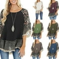 thumbnail image 7 of Douhoow Women's Boho Shirts Ruffle 3/4 Sleeve Crew Neck Blouse Leopard Floral Print Patchwork Tunic Tops Plus Size Summer Hippie Clothing, 7 of 7