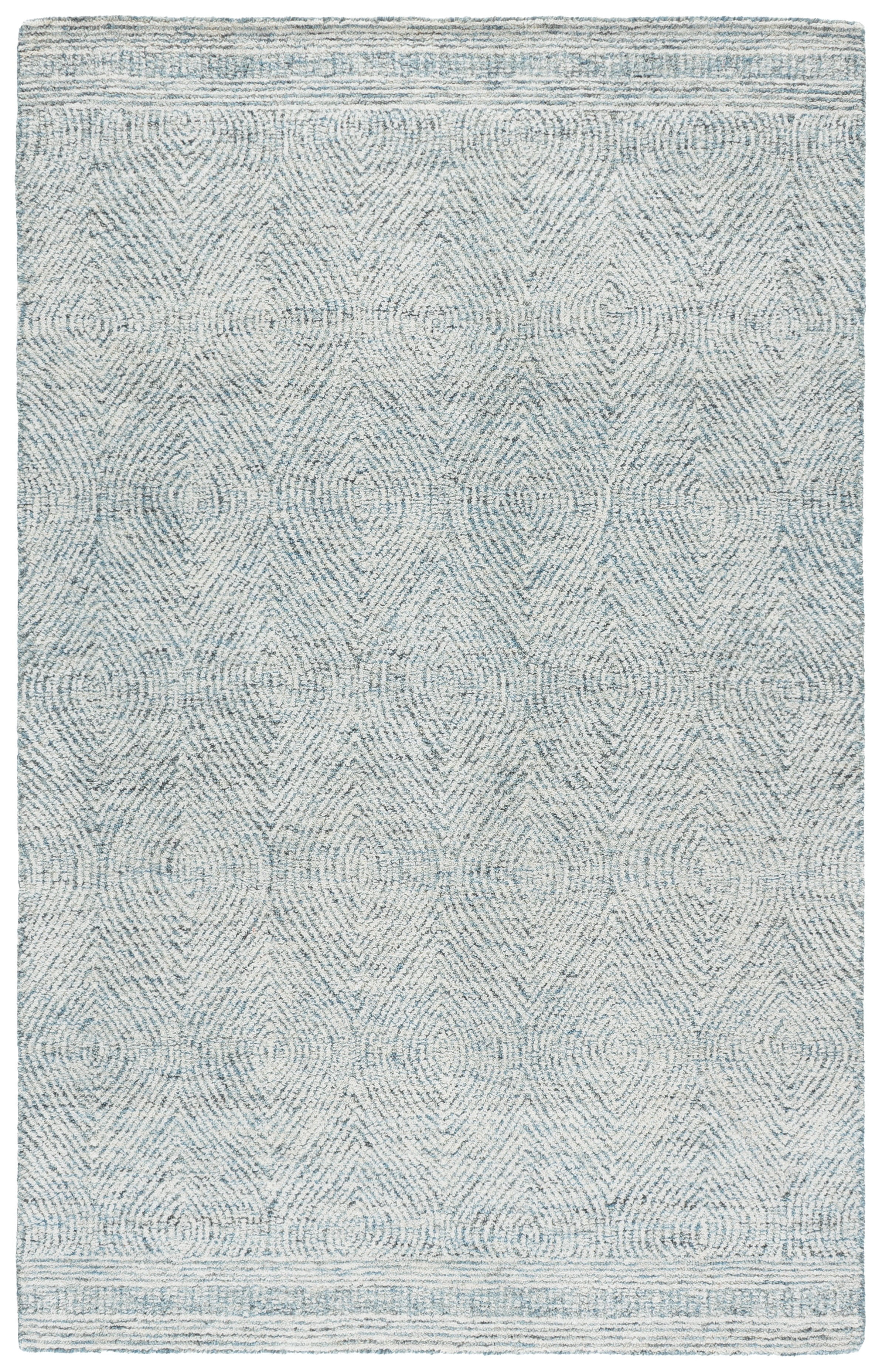 SAFAVIEH Abstract Caelestinus Ogee Wool Area Rug, Ivory/Blue, 6' x 8'