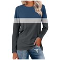 thumbnail image 1 of TSADFHJI Hauts de Fête de Noël Formels pour Femmes Col Rond Manches Longues Imprimé Chemise Décontractée Mode Élégante Blouse pour Usage Quotidien L Marine, 1 of 5