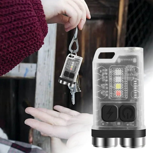 New Fluorescent Mini Keychain Light With Side Light Strong Light Flashlight V3 Rechargeable Multifunctional Work Light for Power Outages Torch Lights Hiking Gear for Kids Motion Lights Kid Gear Mini