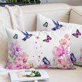 thumbnail image 2 of Pink Flower Pillow Covers King, Spring Floral Butterflies Elegant Pastoral Birds Soft Brushed Microfiber Breathable Throw Pillow Covers, Pillowcase with Zipper for Couch Sofa Bedroom 20"x36", 2 of 9