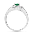 thumbnail image 5 of 14k White Gold Round Emerald And Diamond Heart Ring, 5 of 6