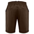 thumbnail image 5 of Cagogo Women Cotton Linen Plus Size Elastic Waist Shorts with Pockets Casual Bermuda Pants Summer Relaxed High Waisted Lounge Beach Trousers, Brown 3XL, 5 of 7