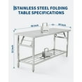 thumbnail image 2 of Table Pliante en Acier Inoxydable Robuste avec Tablette Inférieure, Table de Travail Portable Îlot de Cuisine Robuste, Poste de Préparation des Aliments Portable pour Restaurant, Traiteur et Usage Domestique, 2 of 7