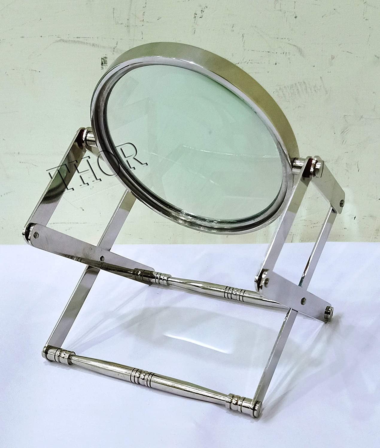 Nautical Brass Adjustable Magnifying Glass Vintage Style Magnifier Silver Table Top Decor