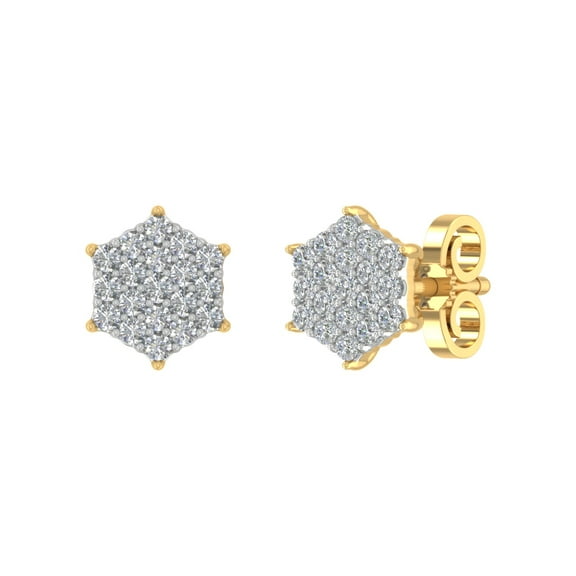 1/3 Carat Diamond Cluster Earrings in 14K Yellow Gold (SI1-SI2 Clarity)