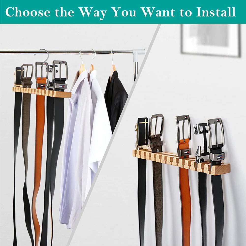 Wooden Belt Hanger For Closet Belt Rack holder Wall Mounted Tie
