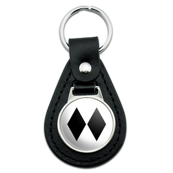Double Black Diamond Skiing Experts Only Black Leather Keychain