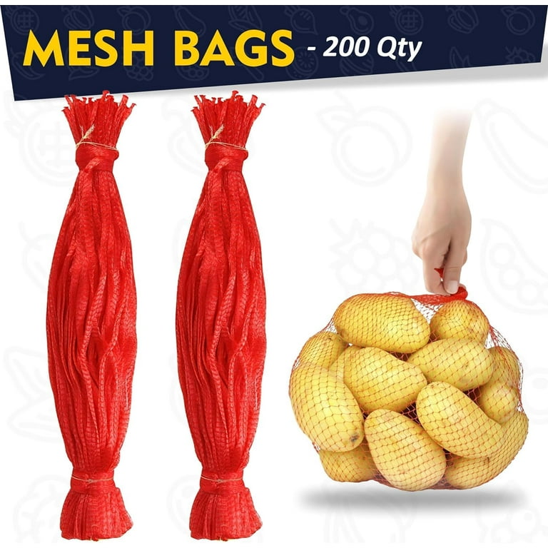 Simond Store 15 Red Reusable 1000 Poly Mesh Net Bags Produce Grocery Fruit Vegetable Storage