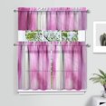 thumbnail image 2 of Watercolor Pink Oil Painting Kitchen Curtain Valance 3 Piece Set for Kitchen Curtains and Valance Set Short Curtain Sink Window Decor 36 Inch Small Window Treatment Tier 27.5x36 Length, 2 of 6