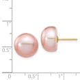 thumbnail image 3 of Real 14kt Yellow Gold 11-12mm Purple Button Freshwater Cultured Pearl Stud Post Earrings; for Adults and Teens; for Women and Men, 3 of 3