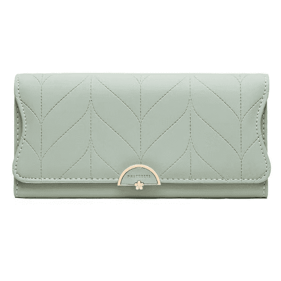 Woaeety Leather Trifold Wallet for Women – RFID Blocking Card Holder Purse Clutch with Zipper Coin Pocket, Green