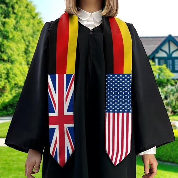 Personalized Three Flag Graduation Stole Combination Nation Graduation Sash Class Of 2025 Stoles Mixed Flags Graduation Stoles
