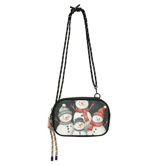 FORMRS Mini Crossbody Bag for Women Adjustable Shoulder Rope Travel Casual Phone Purse, Snowman Family