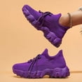 thumbnail image 4 of Platform Sneakers for Women Stretch Knitted Slip on Chunky Tennis Shoes Casual Cushioning Lace up Running Athletic Shoes Dark Purple Size 5.5, 4 of 6