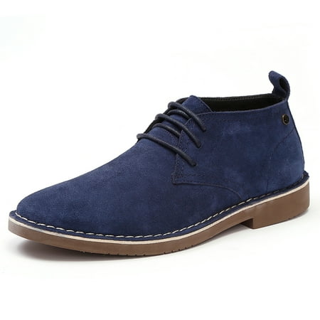 Men’s Genuine Suede Chukka Boots Lace Up Desert Boots Ankle Dress Boots Stylish Street Walking
