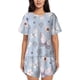 thumbnail image 1 of Fotbe Blue Butterfly Conjunto de Pijama Estampado para Mujer, 2 Piezas, Ropa de Dormir con Camiseta de Manga Corta y Shorts Suaves-Medium, 1 of 6