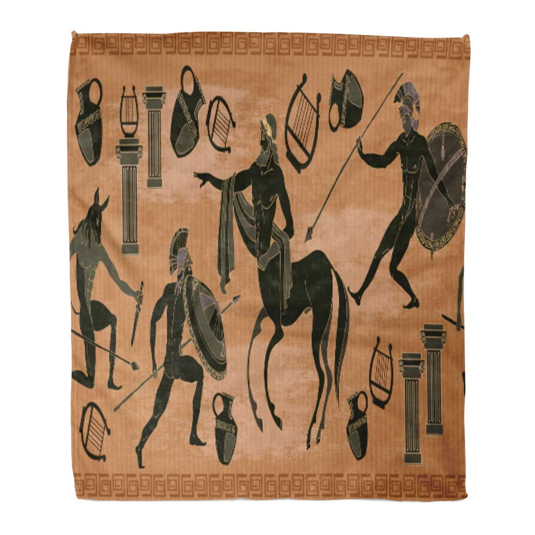 ASHLEIGH Throw Blanket 58x80 Inches Ancient Greece Scene Black Figure