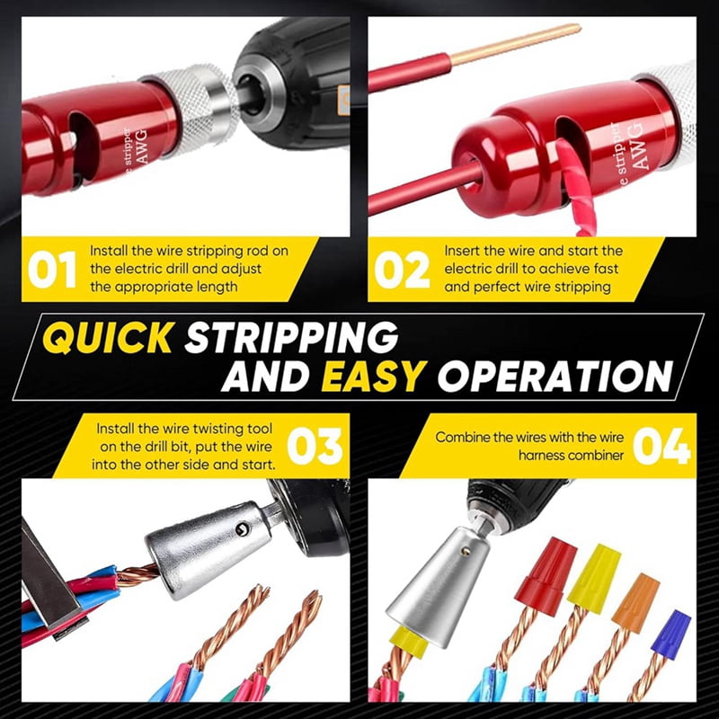 Regulations Wire Stripping for Drill, Wire Stripping Tool & Wire Twisting Connector Set,Wire Twister Tool for Drill 8pcs