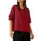 thumbnail image 4 of Camisetas de Manga Larga de Verano para las Mujeres Color Sólido Cuello Redondo Regular, Camisetas de Manga Corta de Verano para las Mujeres, 4 of 7