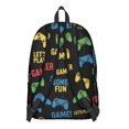 thumbnail image 3 of Game Controller Black Pattern Backpack for School, Cute School Bag with Adjustable Shoulder Straps and Padded Back, 15.7"x11.8"x5.5", 3 of 5