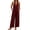 Wine, variant on Ahabrexf Summer Casual Jumpsuits for Women, Shoulder-Baring Deep V Neck Wide Leg, Linen Mixed Sleeveless Casual Jumpsuit with Pockets for Vacation