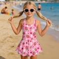 thumbnail image 3 of Uorisanigo Cute Strawberry Kids Swimsuits for Girls One Piece Bathing Suit Swimwear Size 3-4 Back Strap Beach Swim Dress Pool Party, 3 of 6