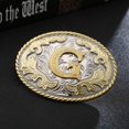 thumbnail image 4 of Western Belt Buckle Initial Letters ABCDEFG to Y-Cowboy Rodeo Gold Large Belt Buckle for Men and Women (G), 4 of 10
