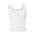 thumbnail image 4 of Njoeus White Tank Top Woman Ladies Tops and Blouses Womens Sleeveless Vests Button Front Crop Tank Tops Slim Fitted Knit Ribbed Tank Tops for Women Casual Camis Y2K Tops Tank Tops & Camisoles Summer S, 4 of 6