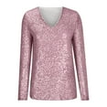 thumbnail image 4 of FamilyThread Womens Sequin Tops V Neck Sparkly Glitter Blouses Trendy Long Sleeve Holiday Evening Party Shiny Dressy Shirts, 4 of 6