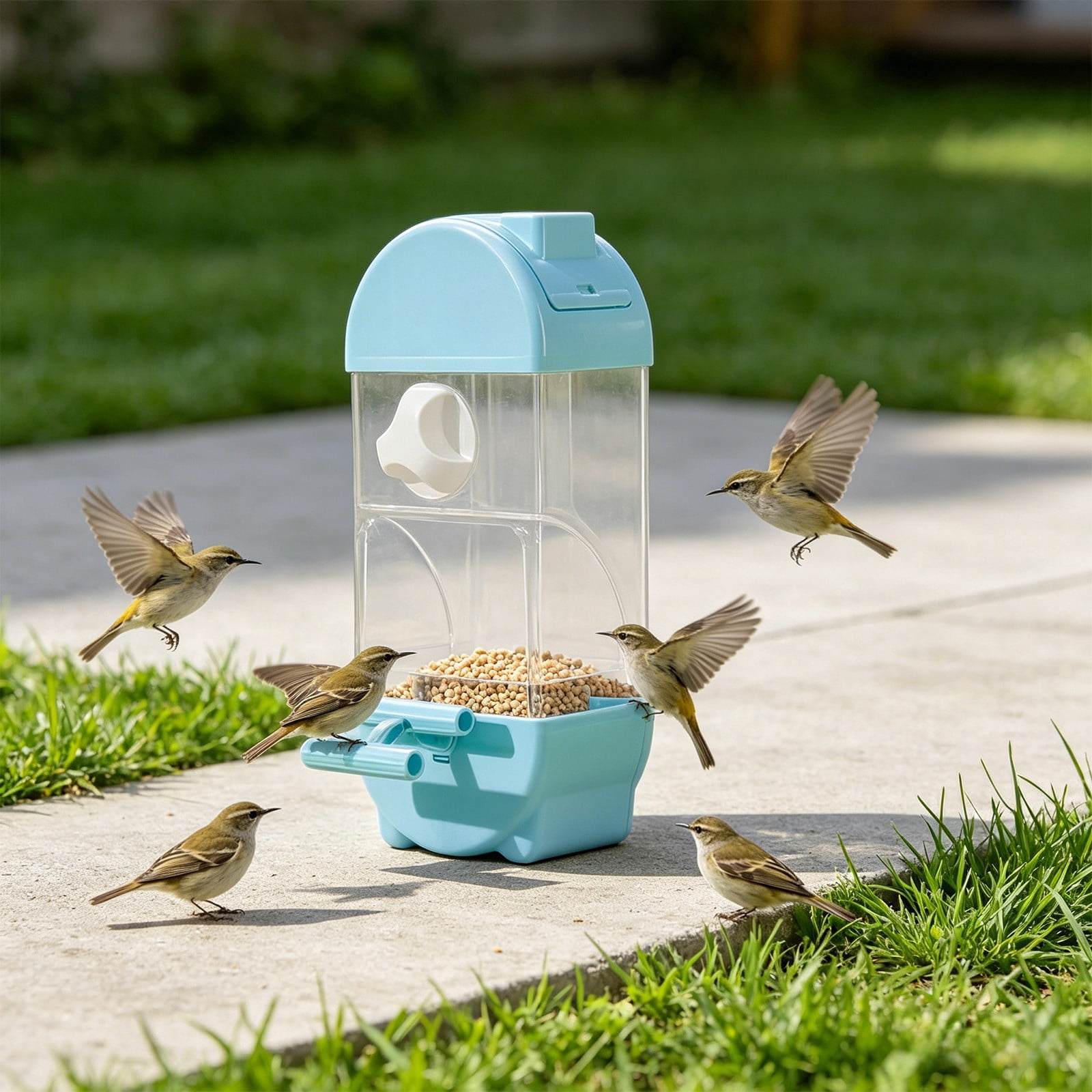 Wild Bird Feeders Transparent Triangular House Acrylic Bird Feeder Acrylic Pet Bird Feeder for Outside Outdoors Attracting Birds