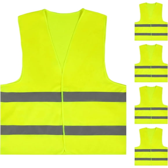 5 Pack High Visible Vests, Standard Size High Visible Safety and Emergency Jackets, Unisex Reflective Safety Vests