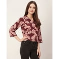 thumbnail image 3 of Moomaya Printed V-Neck Tops For Women, Quarter Sleeve Regular Fit Casual Tunic Top, 3 of 9